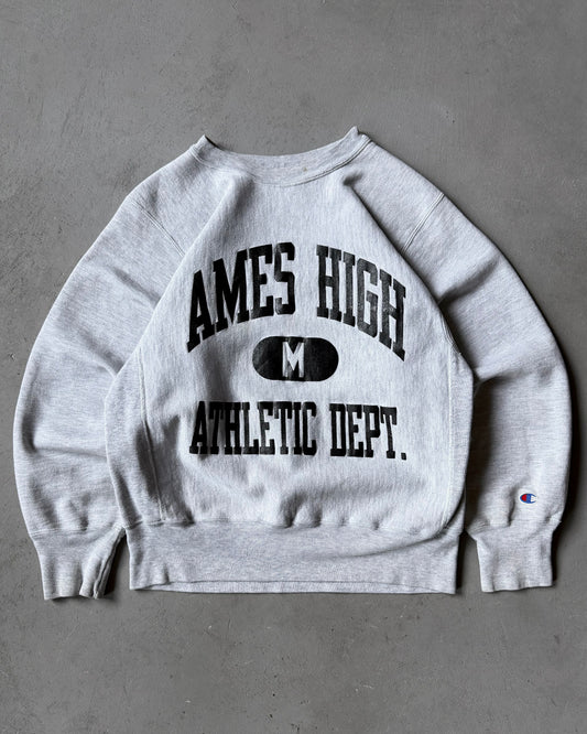 1980s - Ash Grey Ames High Campion Warmup Crewneck - S