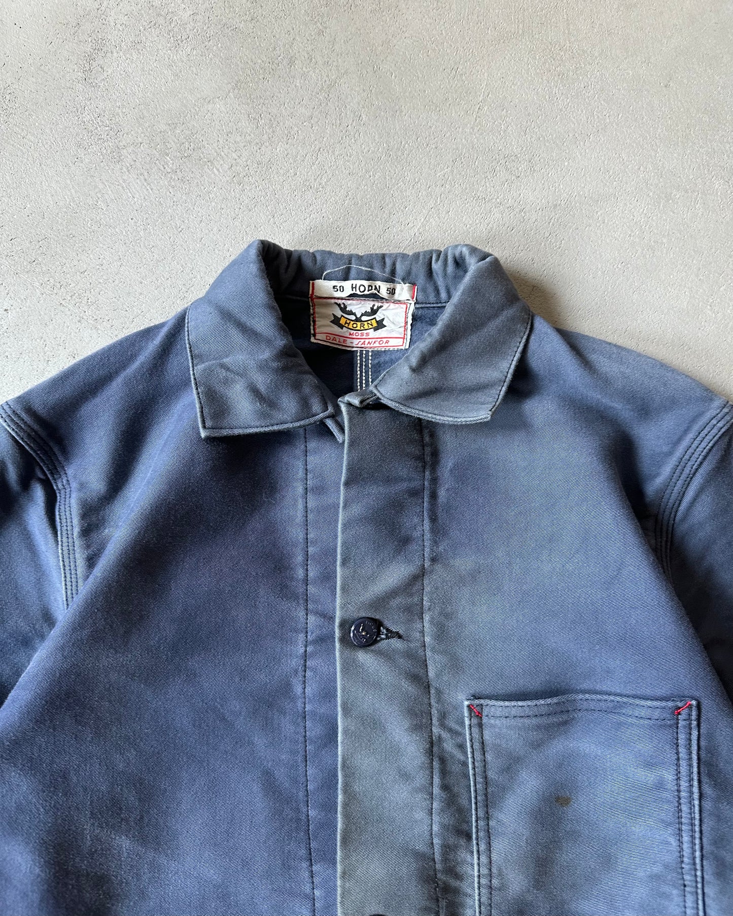 1960s - Faded Blue Moleskin French Chore - S/M