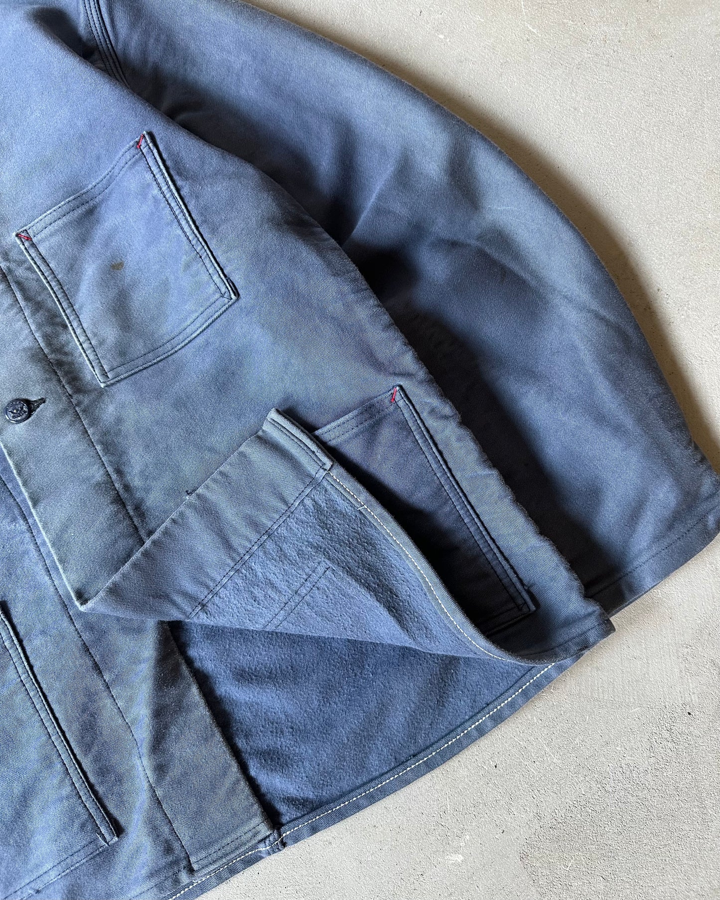1960s - Faded Blue Moleskin French Chore - S/M