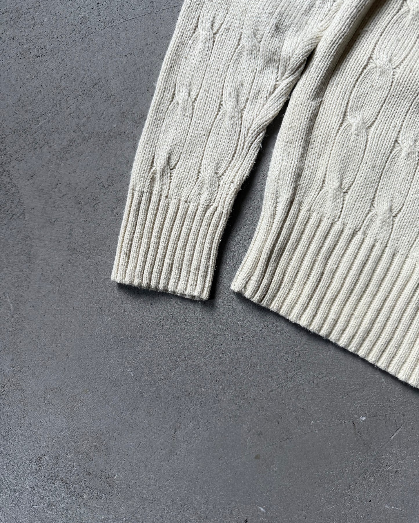 1990s - Cream Polo RL Silk Cableknit Sweater - S