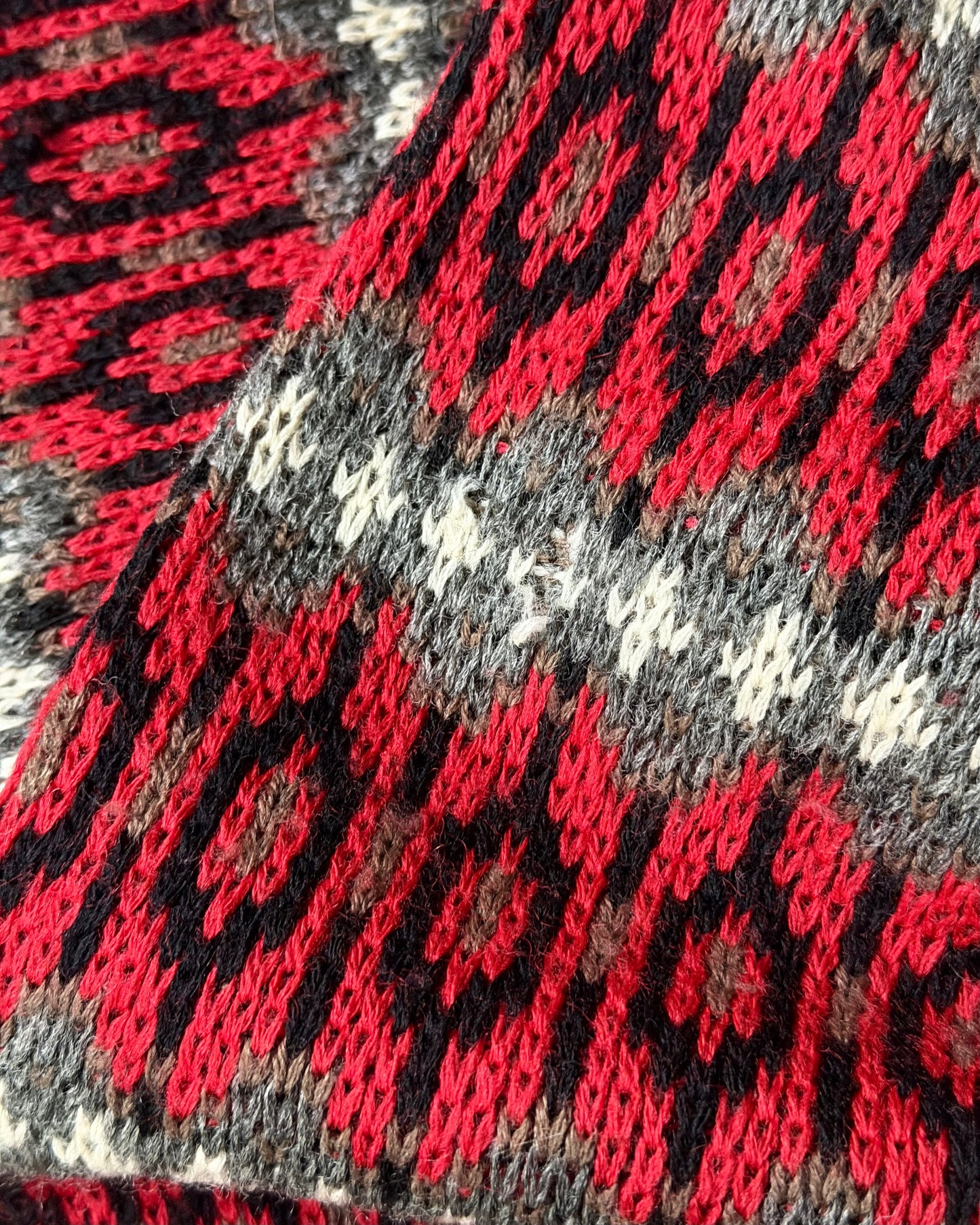 1970s - Red/Grey Puritan Fair Isle Wool Sweater - S/M