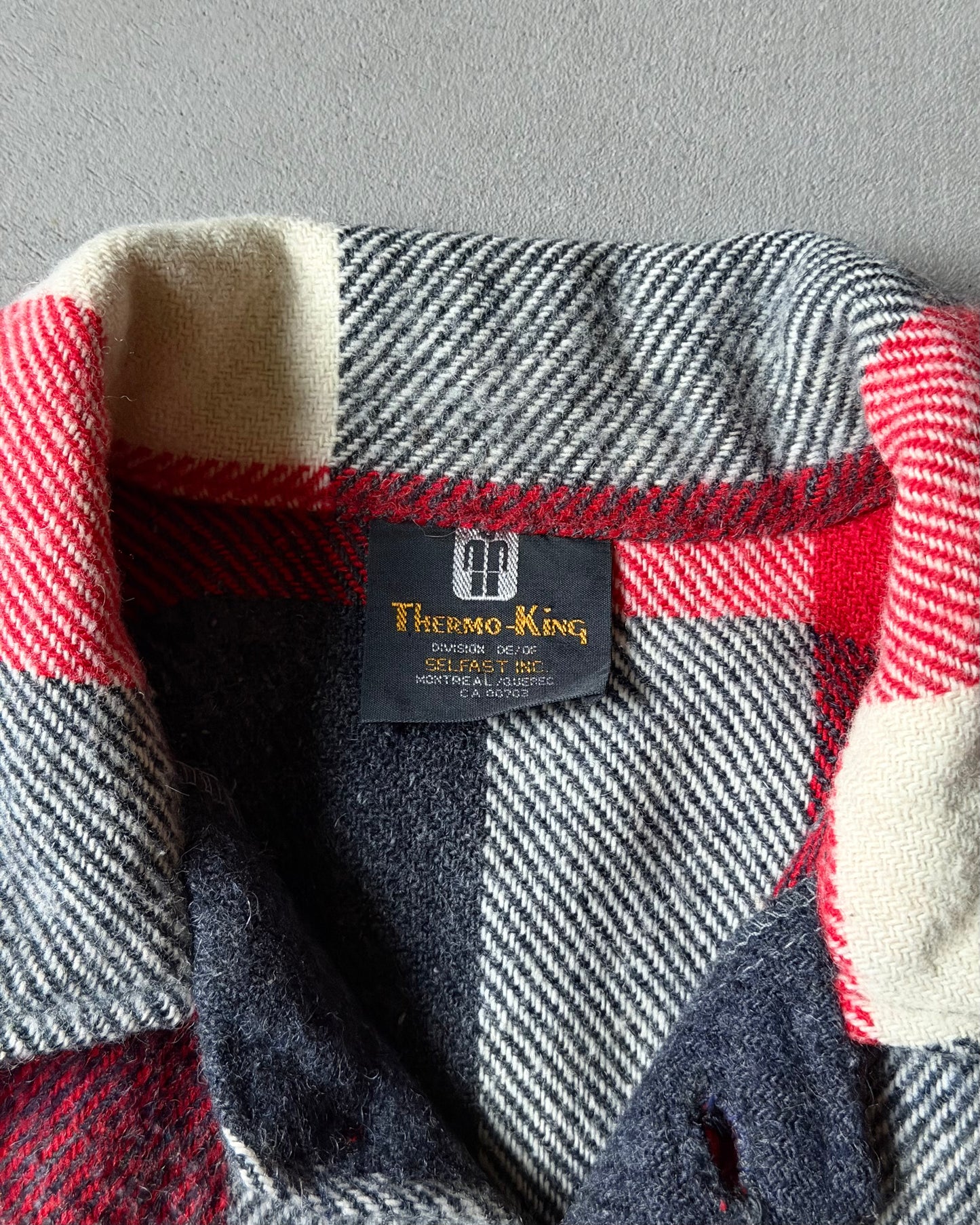 1970s - Red/Charcoal Plaid Wool Shacket - M/L