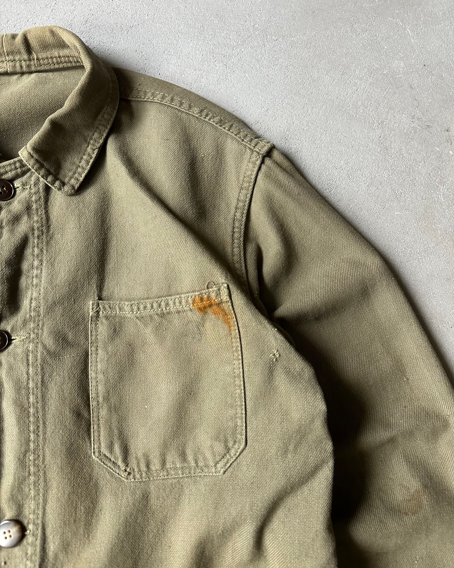 1970s - Distressed Green Euro Chore - S