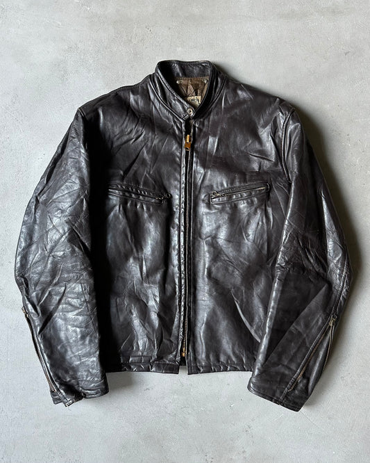 Années 1960 - Blouson en cuir marron foncé Café - M