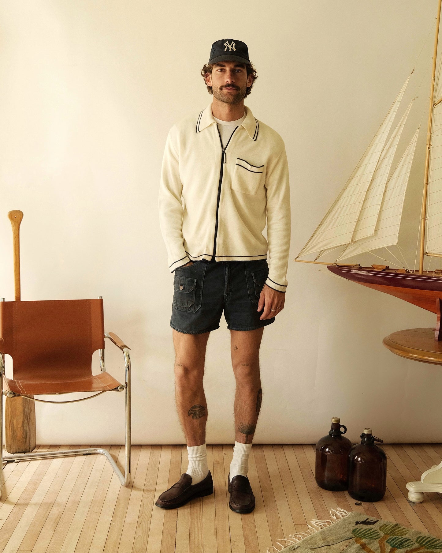 1970s - Navy JC Penney Bush Moleskin Shorts - 35