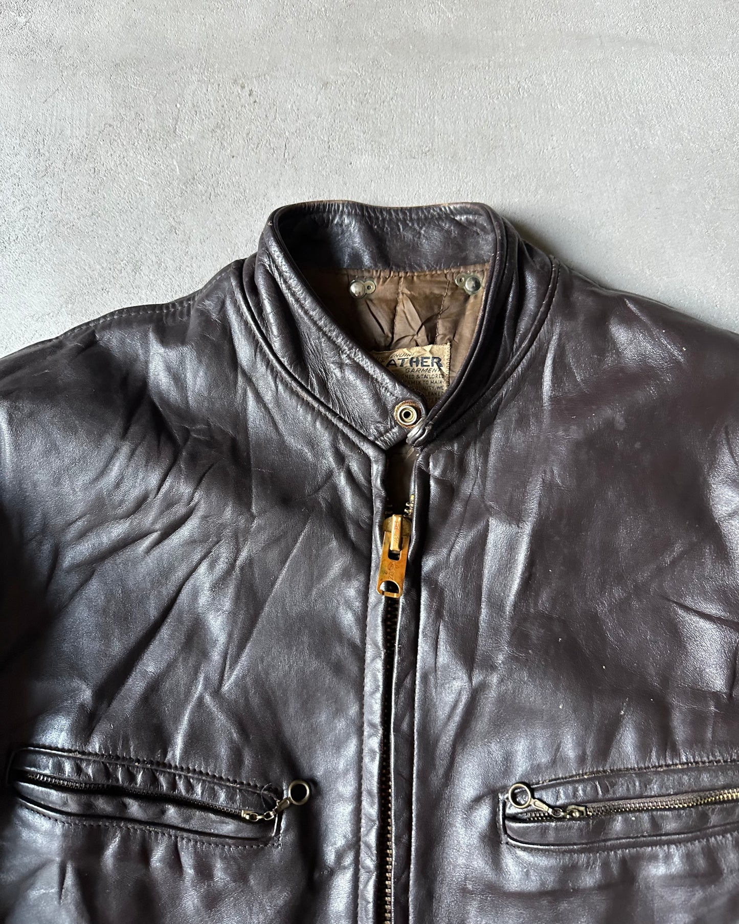 1960s - Dark Brown Cafe Leather Jacket - M