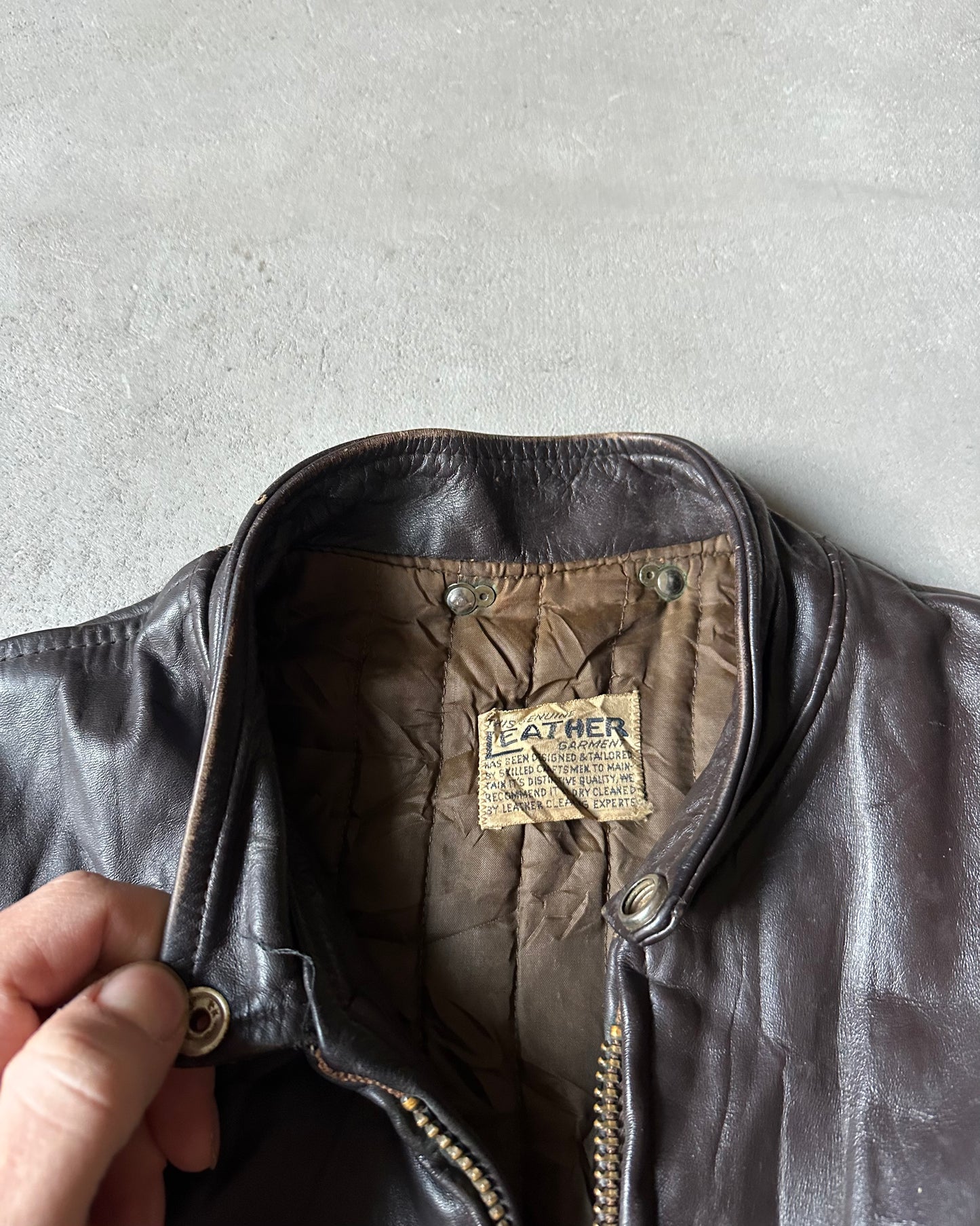 1960s - Dark Brown Cafe Leather Jacket - M