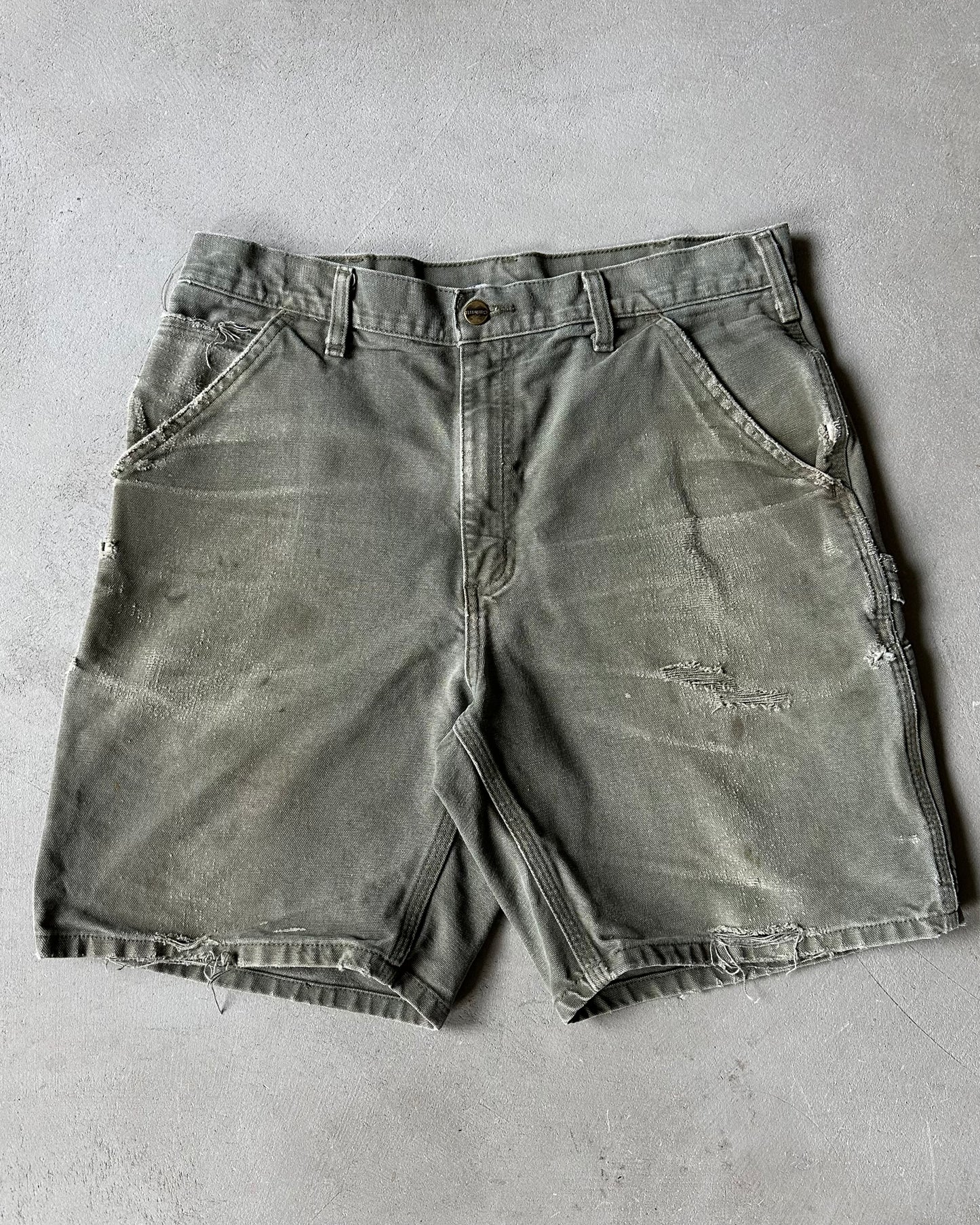 2000s - Green Distressed Carhartt Shorts - 33
