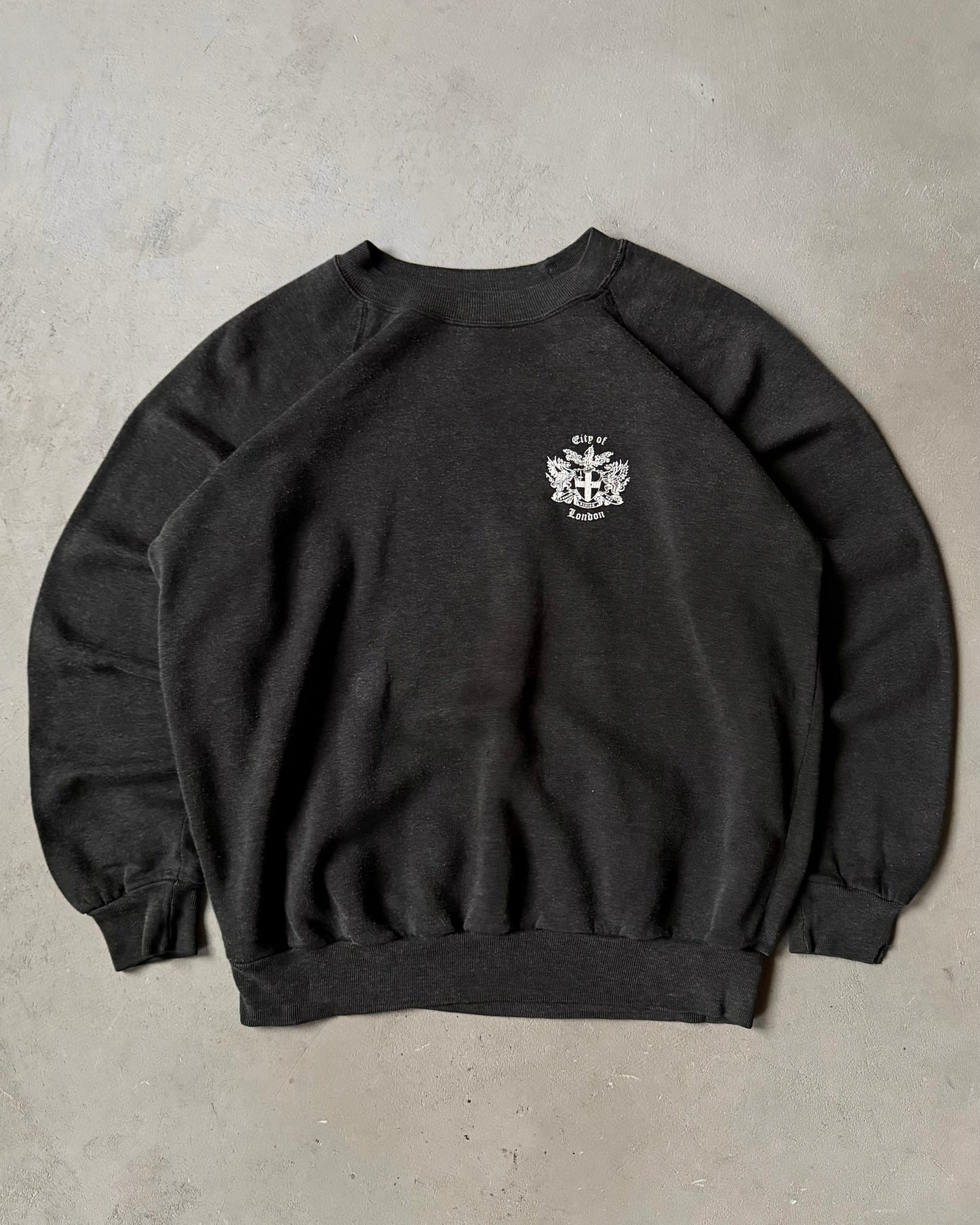 1980s - Faded Black London Crewneck - S