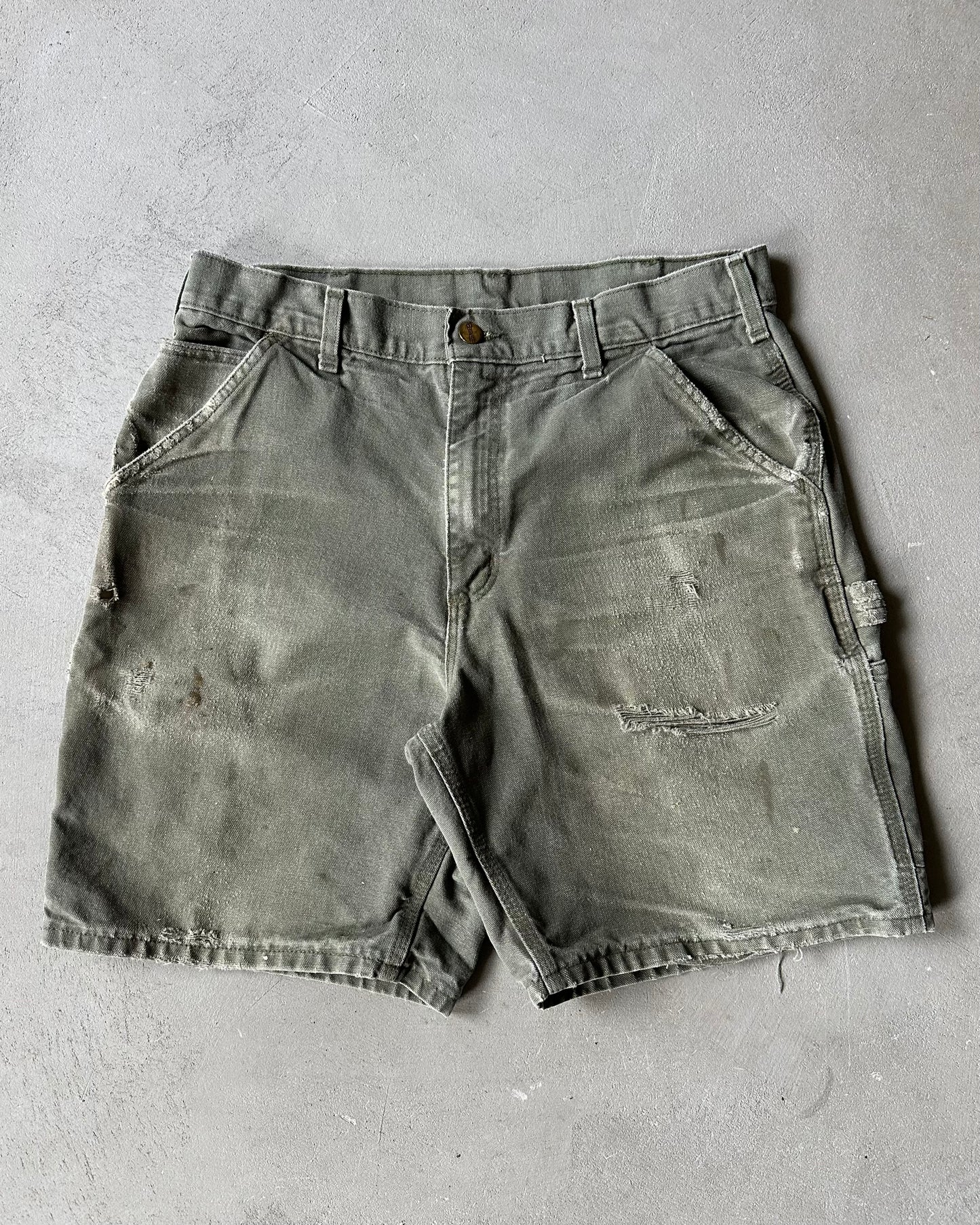 2000s - Distressed Green Carhartt Shorts - 33
