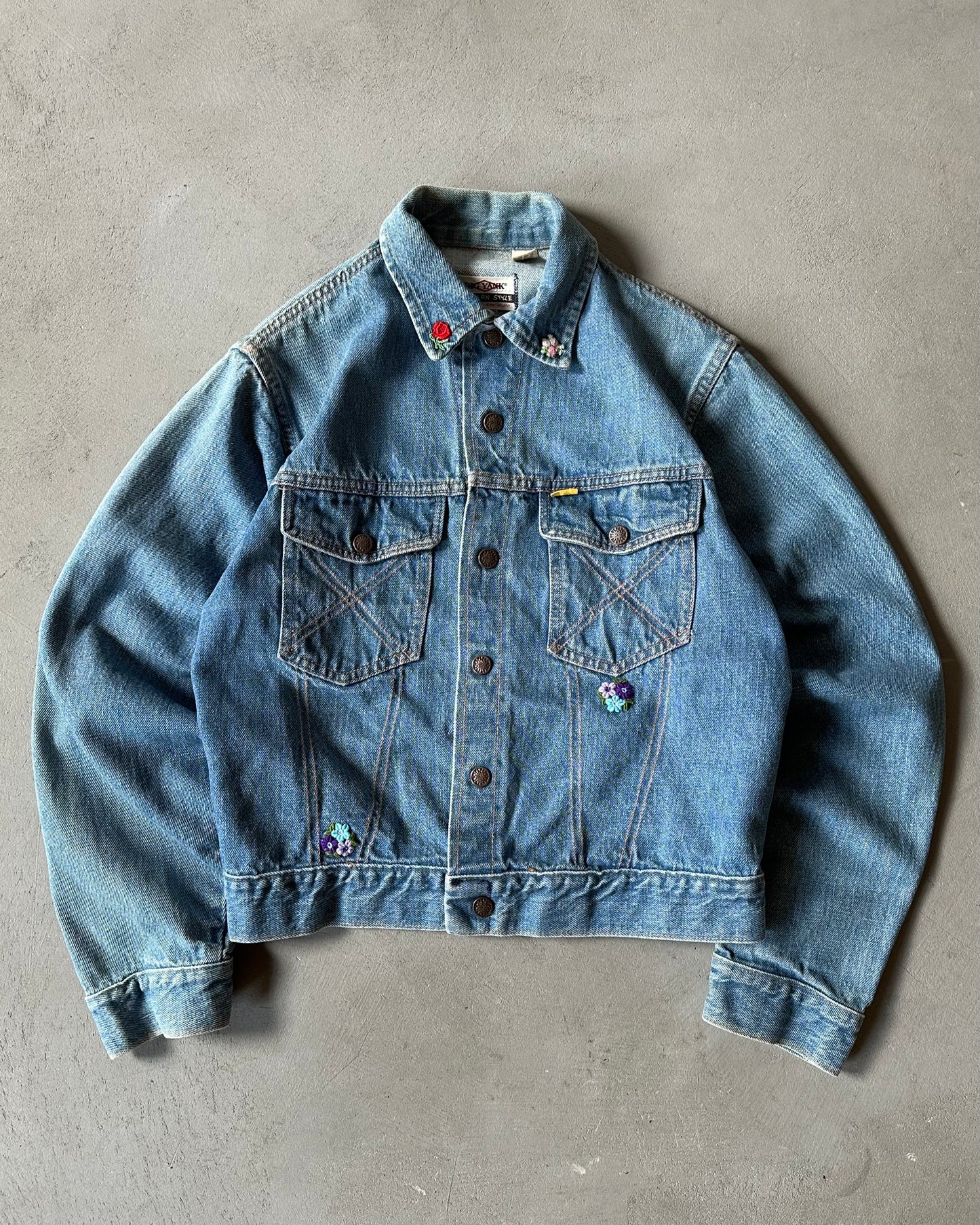 1980s - Big Yank Floral Denim Jacket - XS