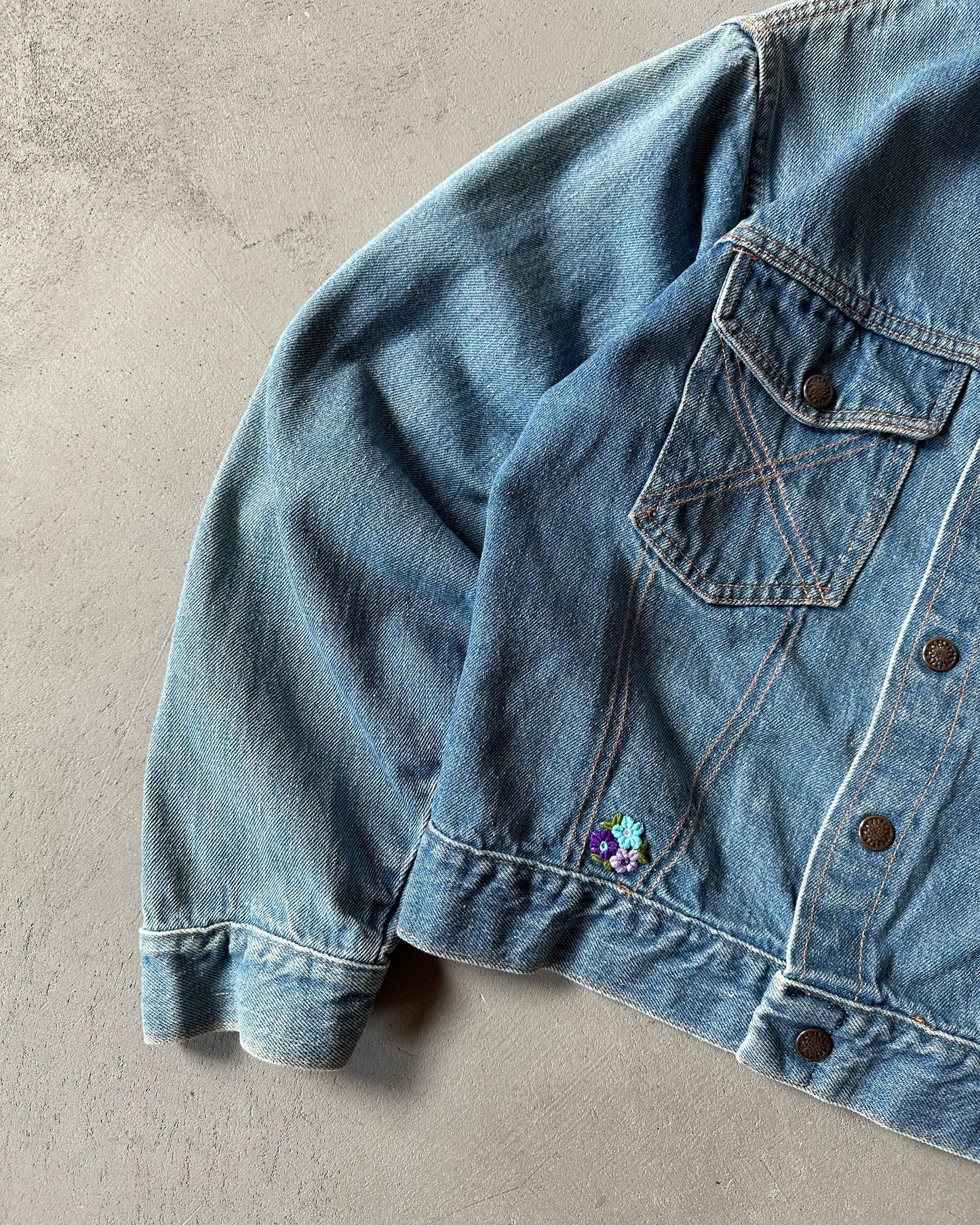 1980s - Big Yank Floral Denim Jacket - XS