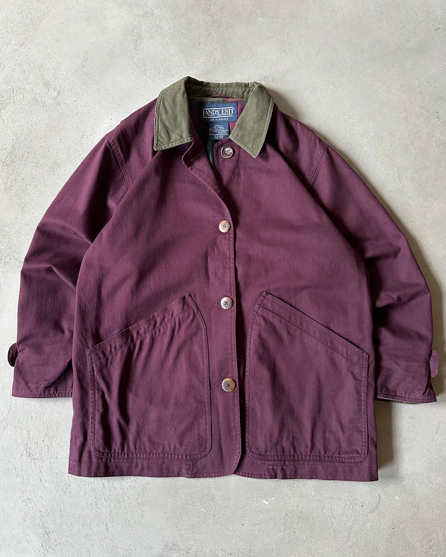 1990s - Plum Lands'End Women's Chore Coat - (W)M