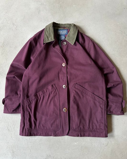 1990s - Plum Lands'End Women's Chore Coat - (W)M