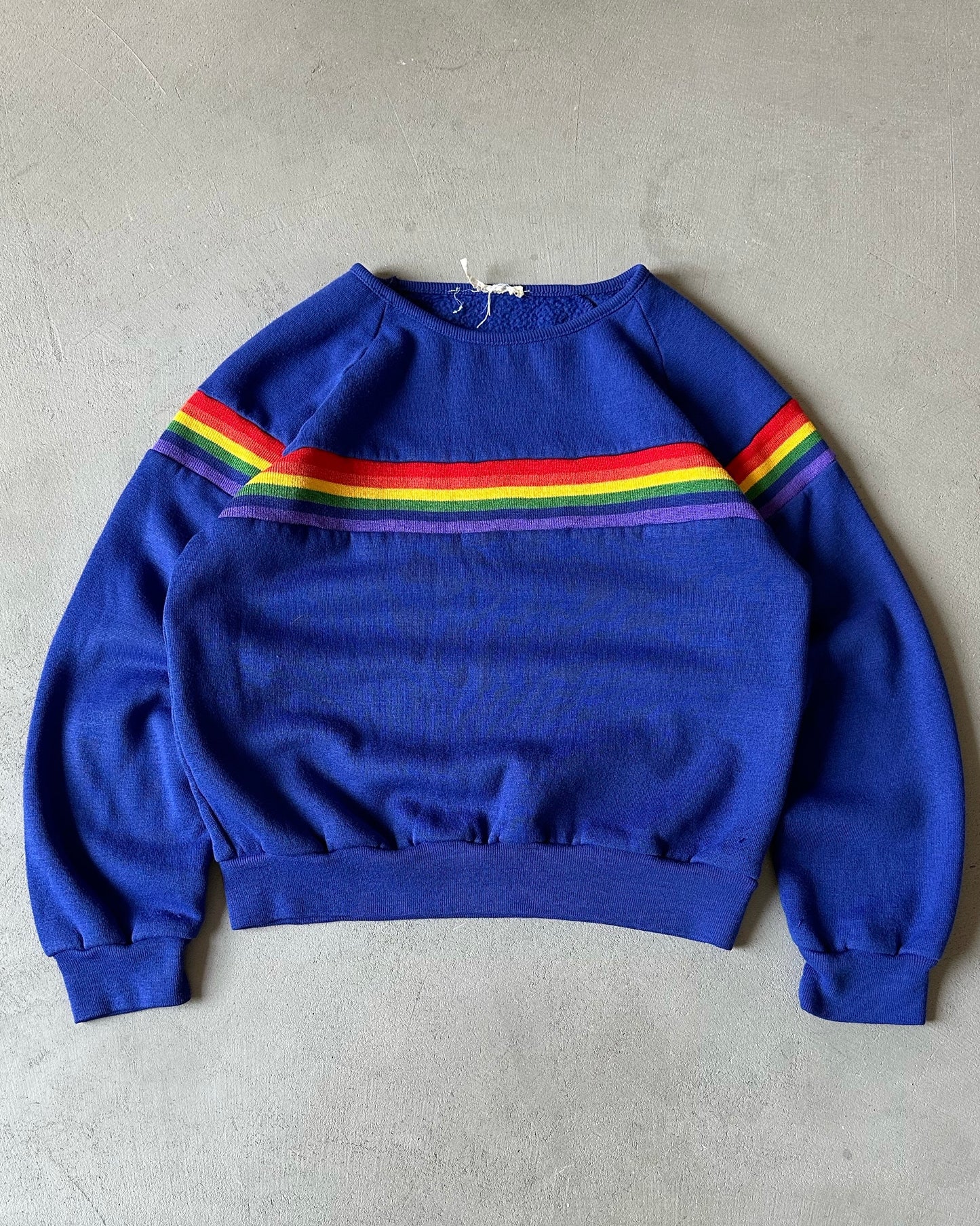 1970s - Blue "Rainbow" Crewneck - (W)XXS