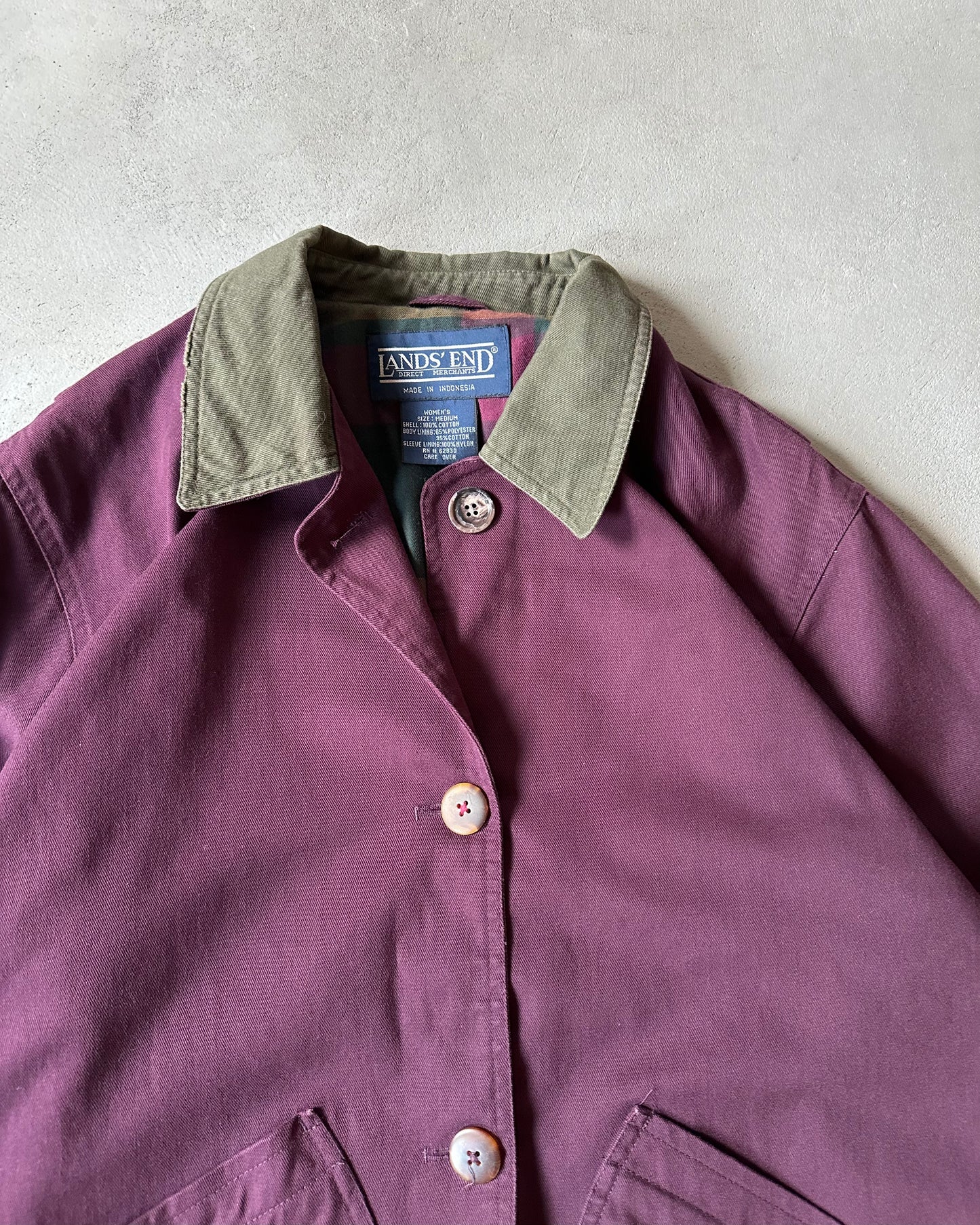 1990s - Plum Lands'End Women's Chore Coat - (W)M