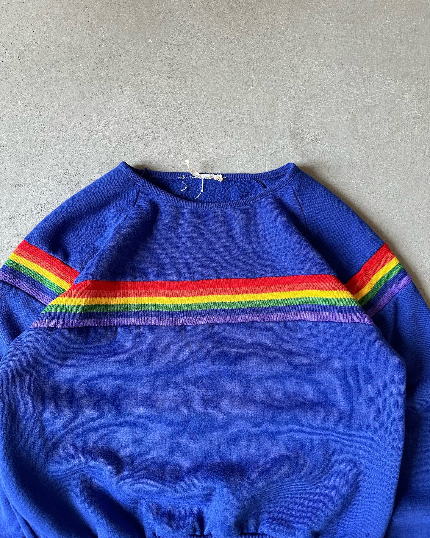 1970s - Blue "Rainbow" Crewneck - (W)XXS