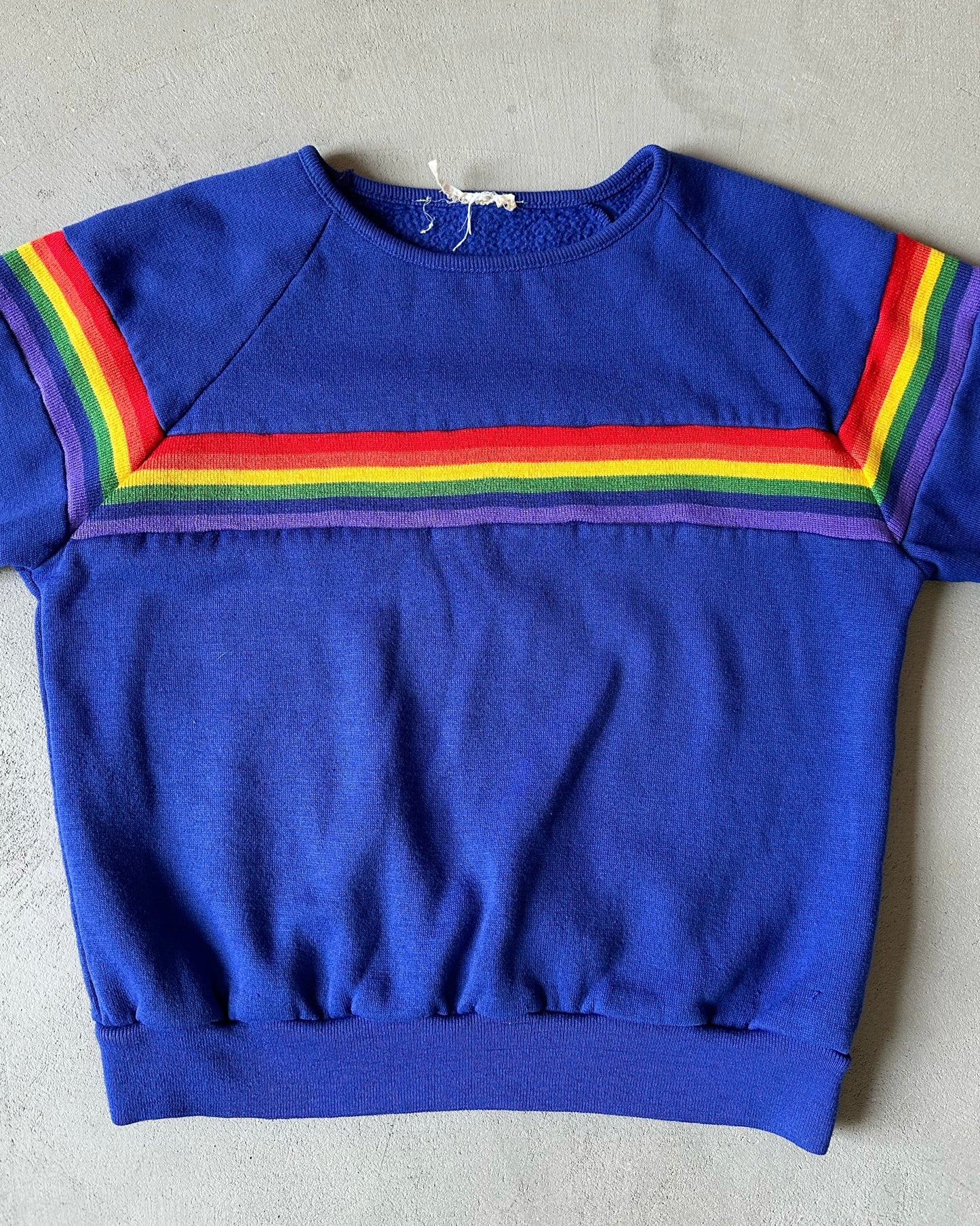 1970s - Blue "Rainbow" Crewneck - (W)XXS