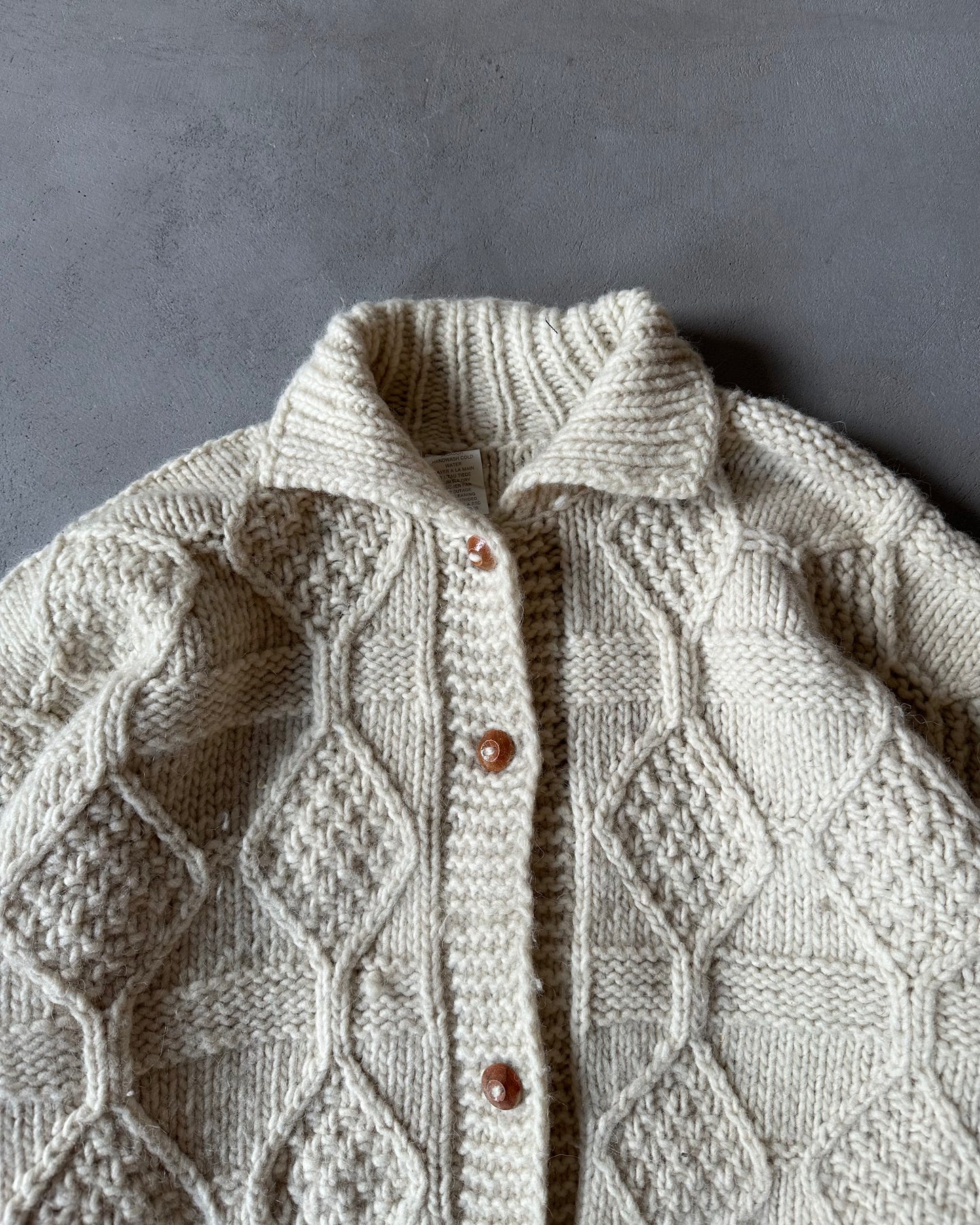 1990s - Cream Ecuadorian Wool Cardigan - XL/XXL