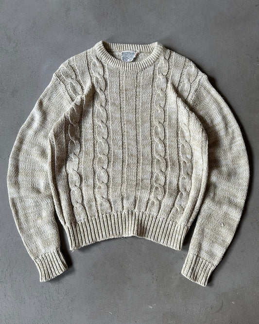 1980s - Beige Cableknit Sweater - S/M
