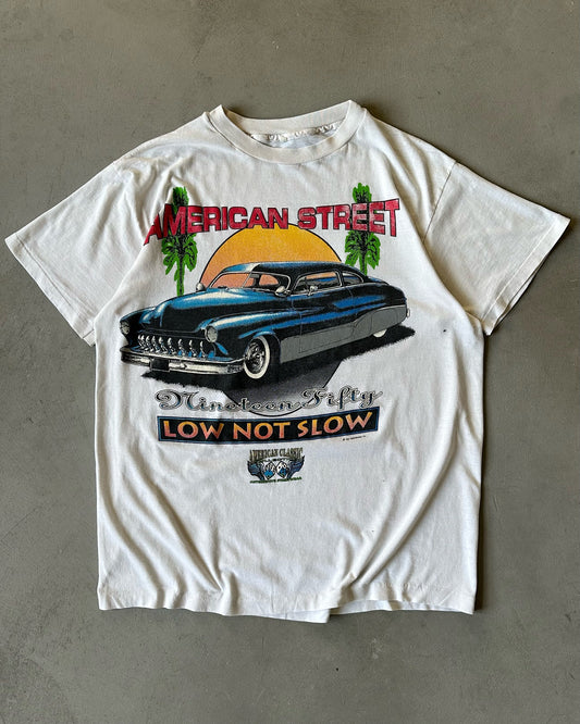 1990s - Distressed White American Street T-Shirt - L/XL