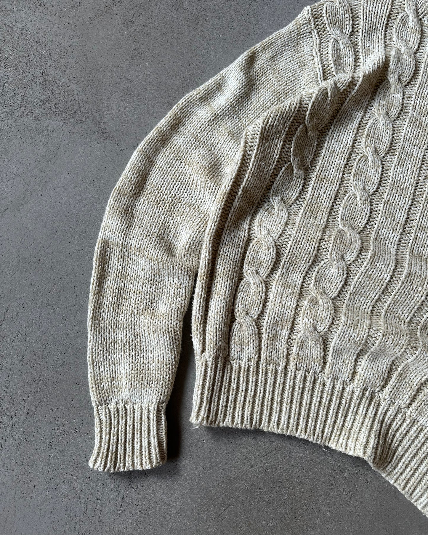 1980s - Beige Cableknit Sweater - S/M