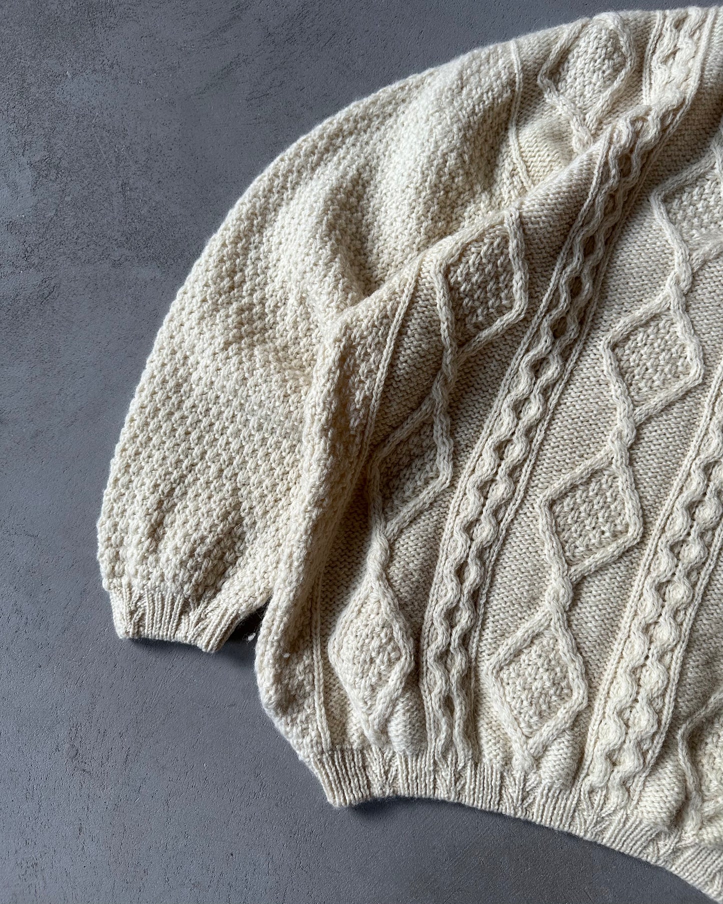 1990s - Cream Fisherman Wool Sweater - L