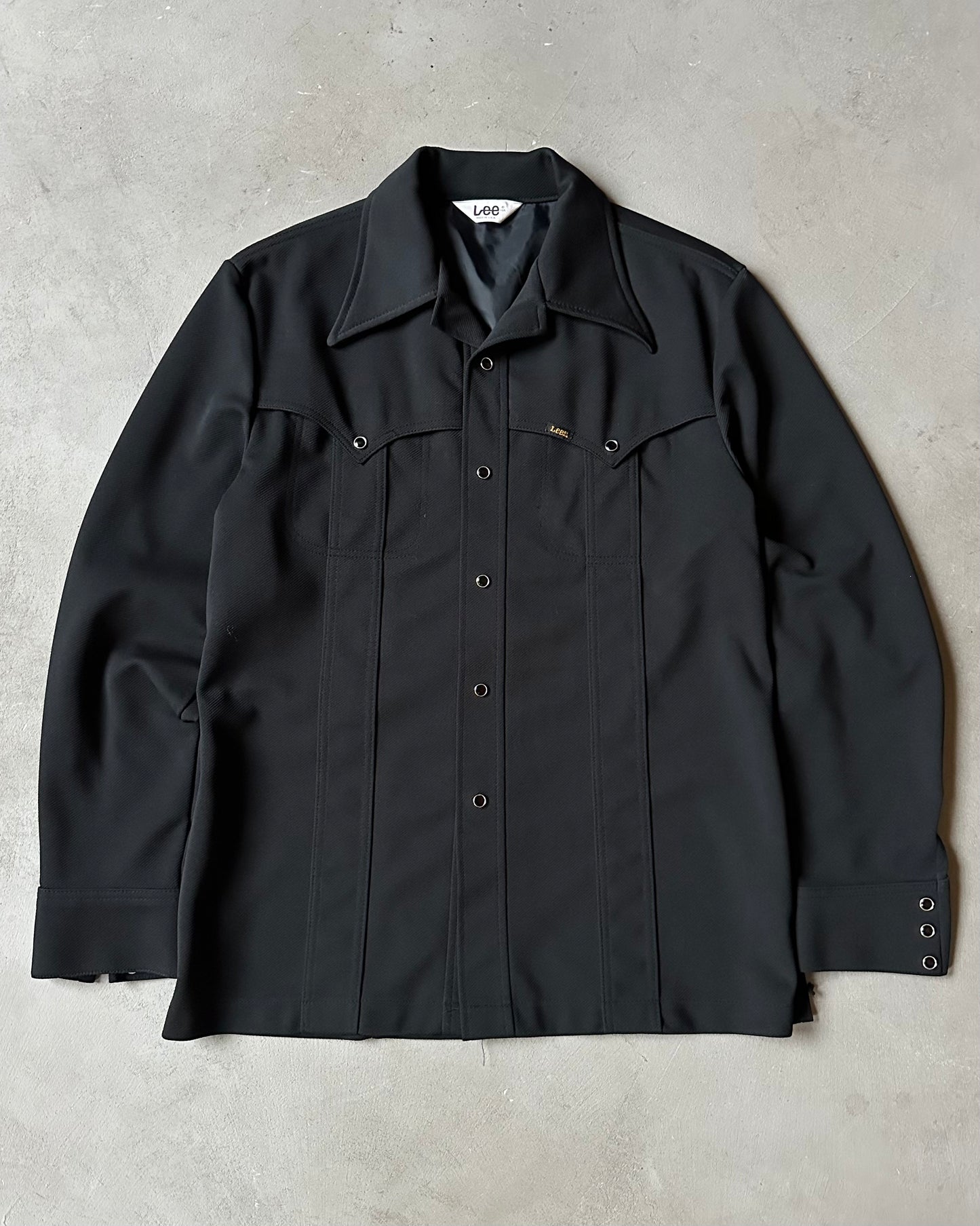 1980s - Black LEE Pearl Snap Overshirt - L