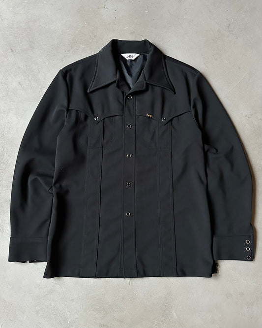 1980s - Black LEE Pearl Snap Overshirt - L