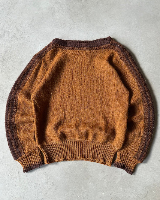 1980s - Brown Boat Neck Sweater - M