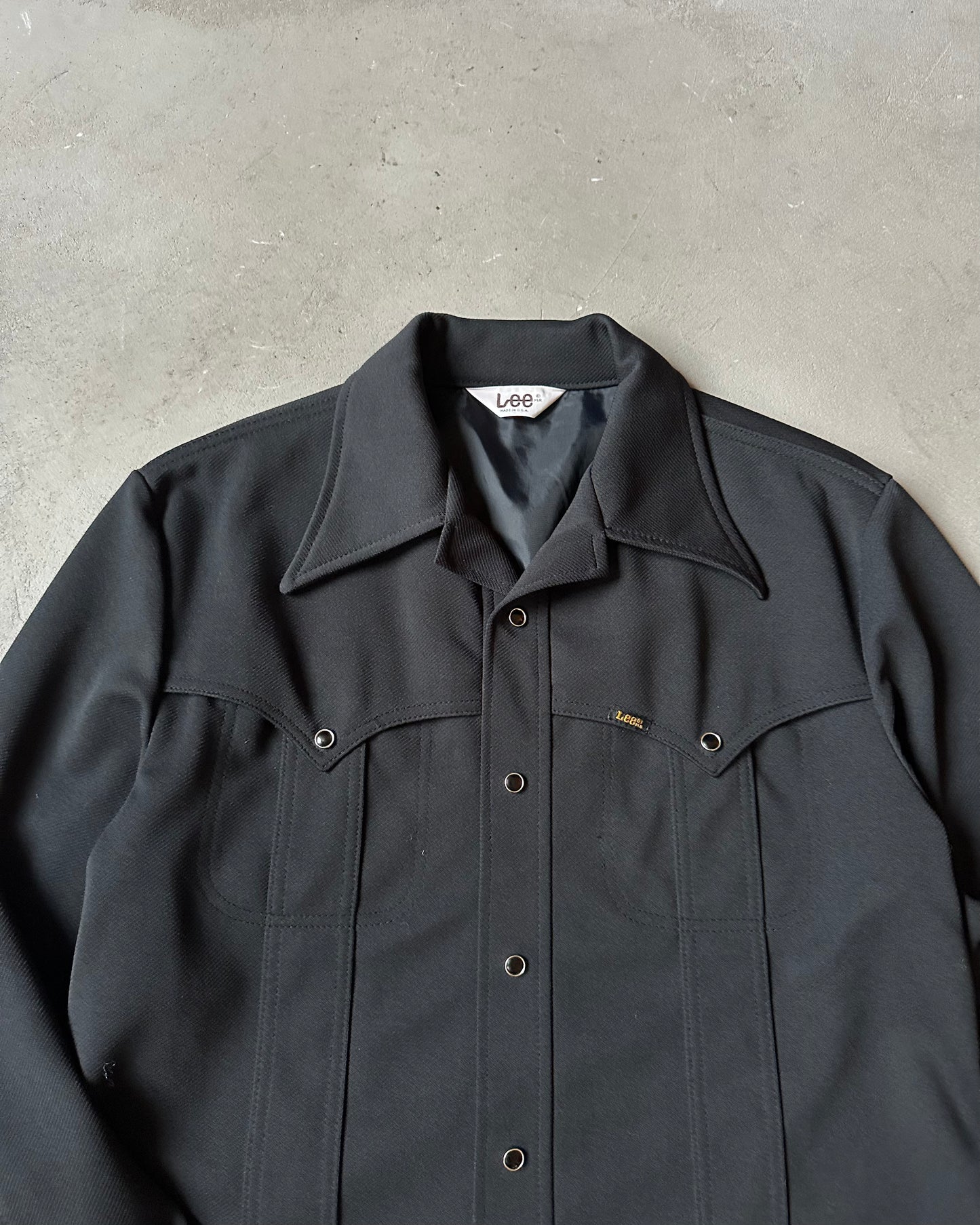 1980s - Black LEE Pearl Snap Overshirt - L