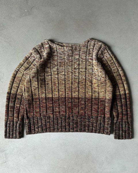 1990s - Beige/Brown Striped Sweater - (W)XL