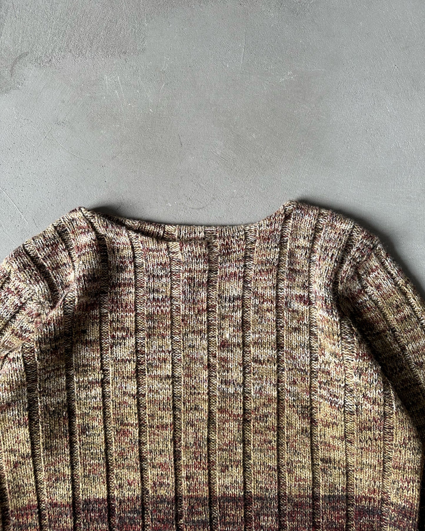 1990s - Beige/Brown Striped Sweater - (W)XL