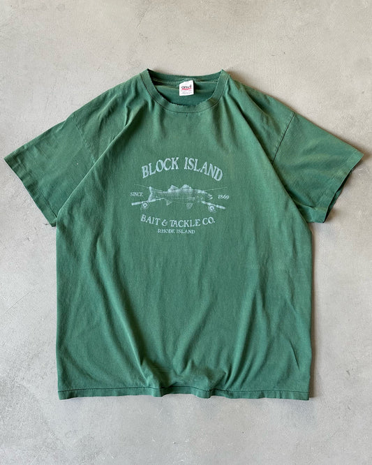 1990s - Distressed Green Block Island T-Shirt - XXL