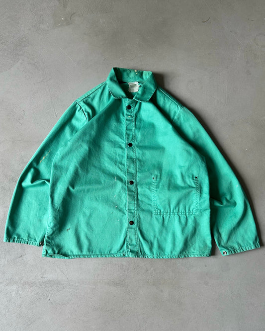 1980s - Aqua Chore Painter Overshirt - L