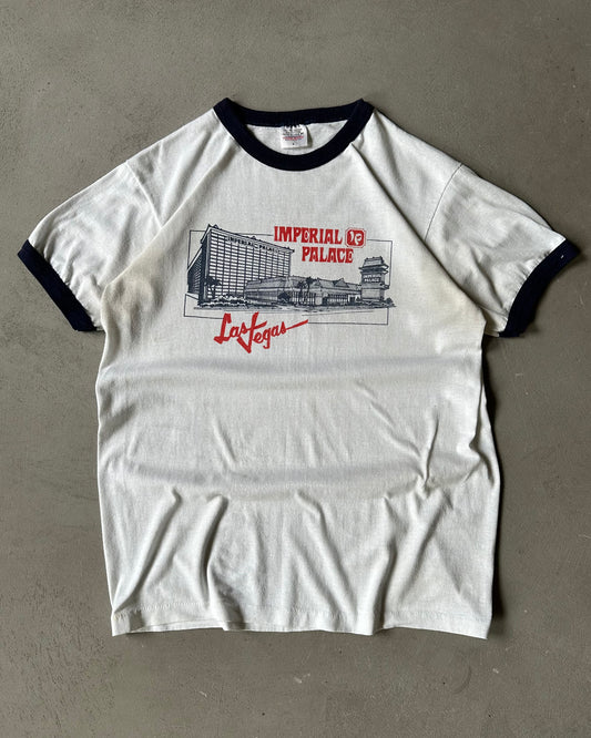 1980s - White/Navy Imperial Palace Ringer - M/L