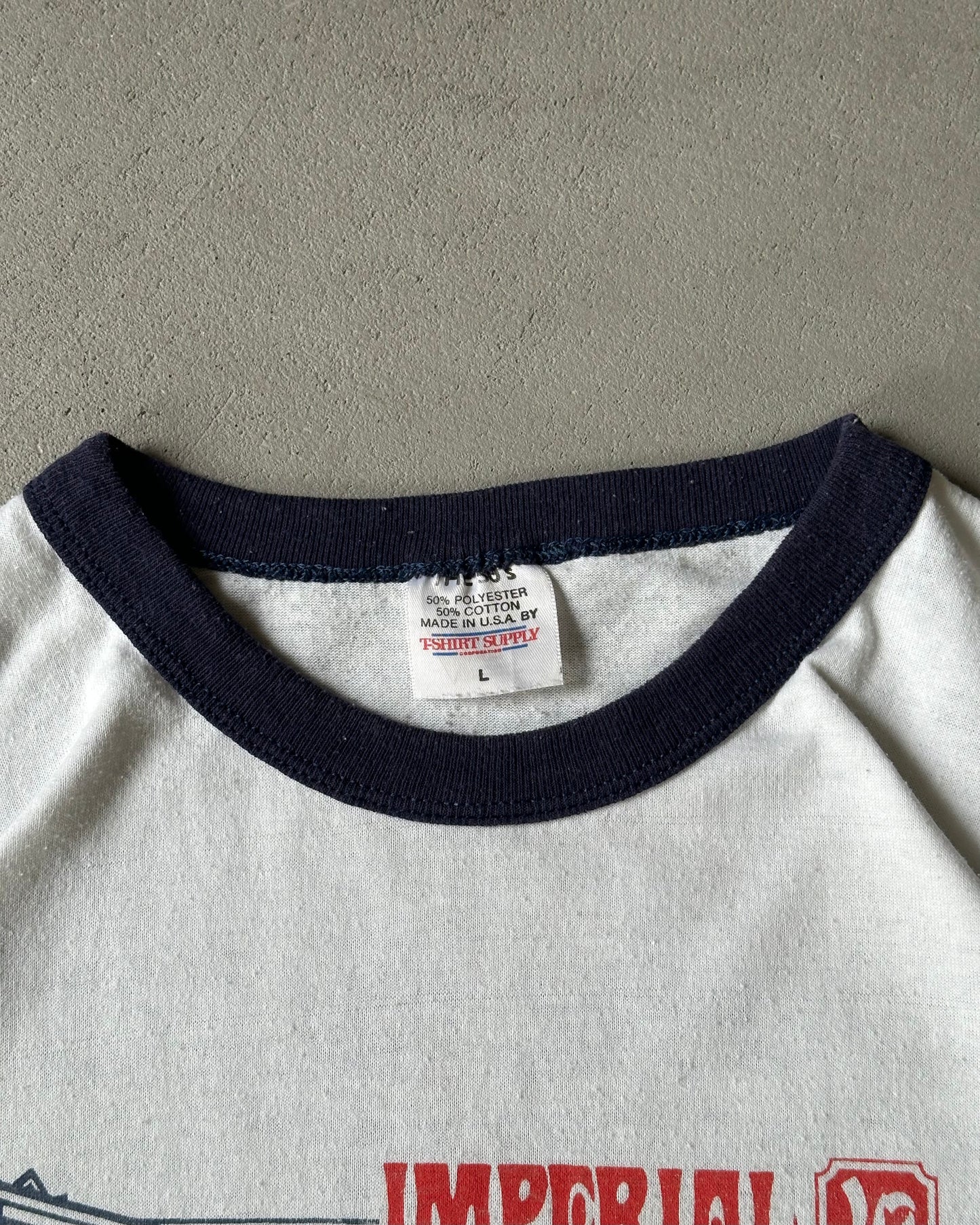 1980s - White/Navy Imperial Palace Ringer - M/L