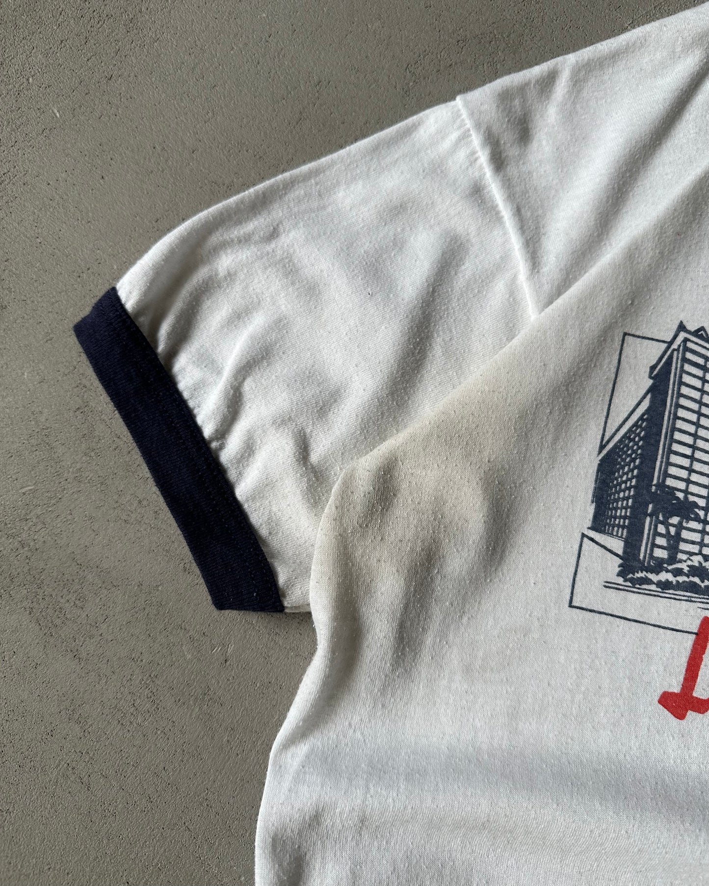1980s - White/Navy Imperial Palace Ringer - M/L