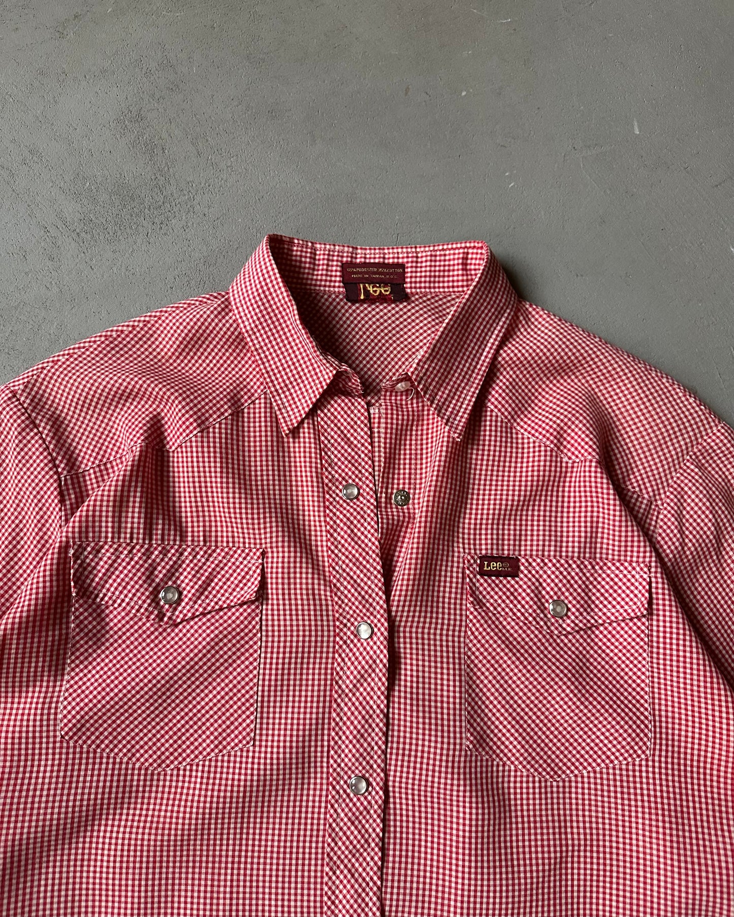 1980s - Redd/White LEE Gingham Pearl Snap Shirt - (W)L