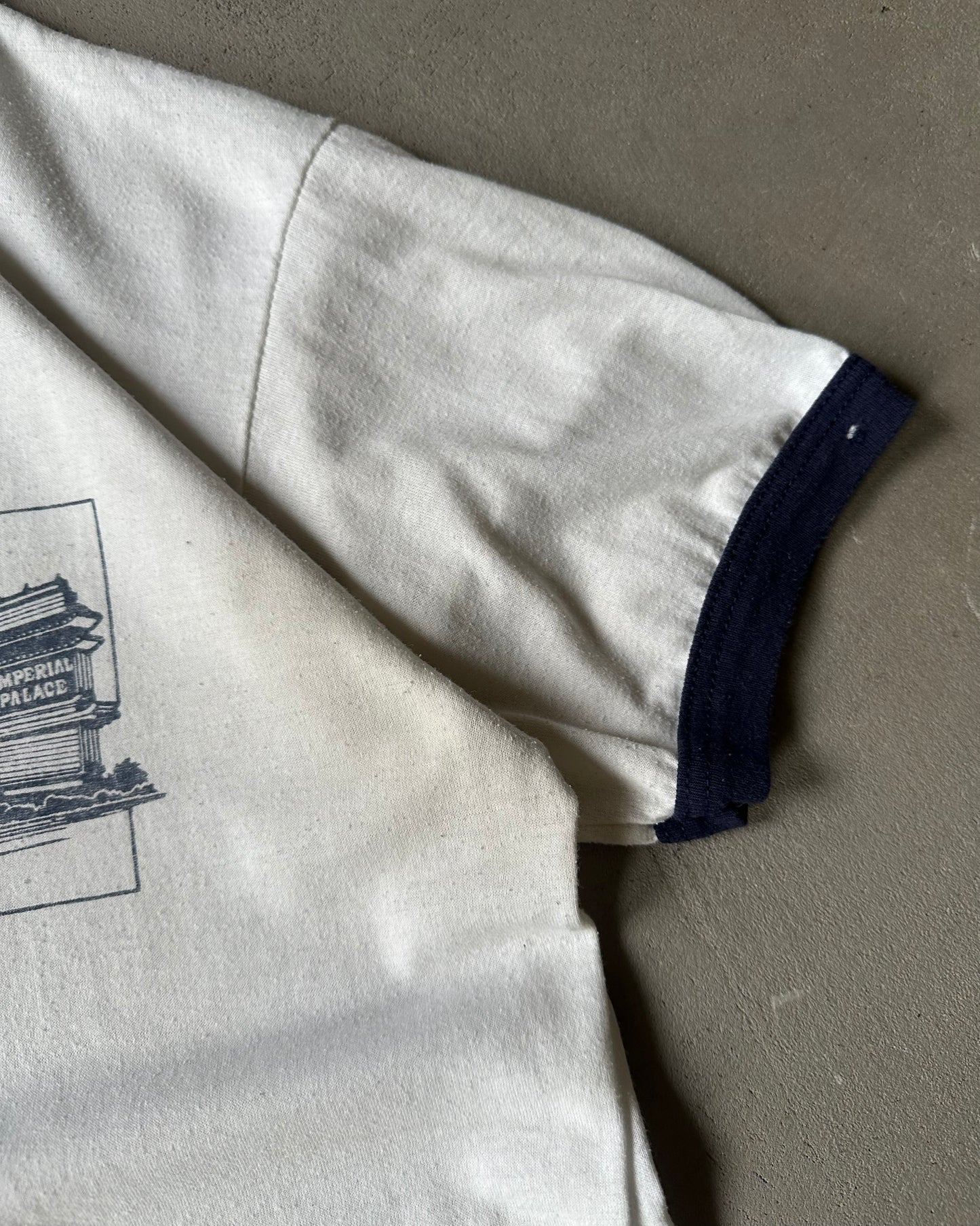 1980s - White/Navy Imperial Palace Ringer - M/L