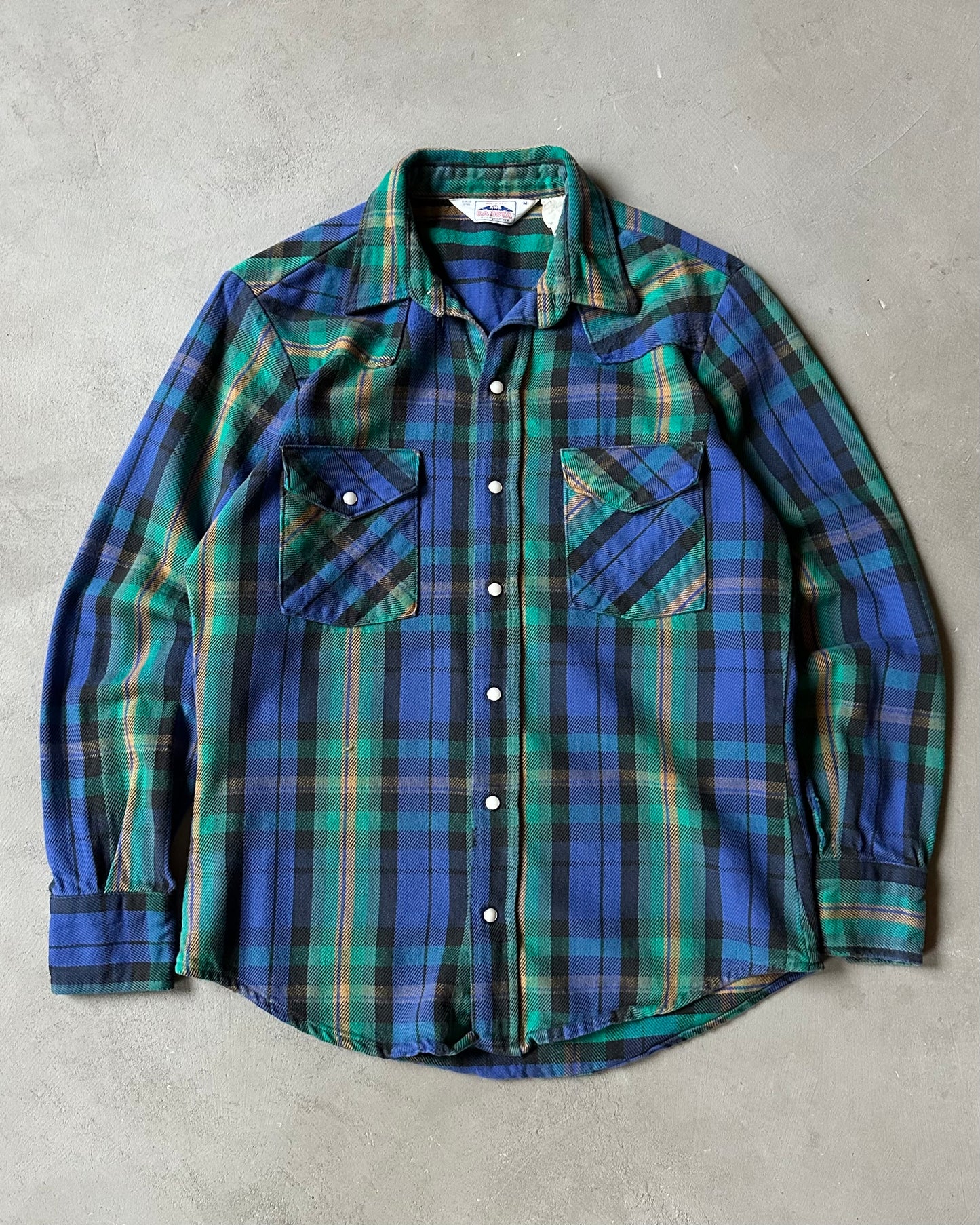 1980s - Blue/Green Dakota Pearl Snap Flannel - S