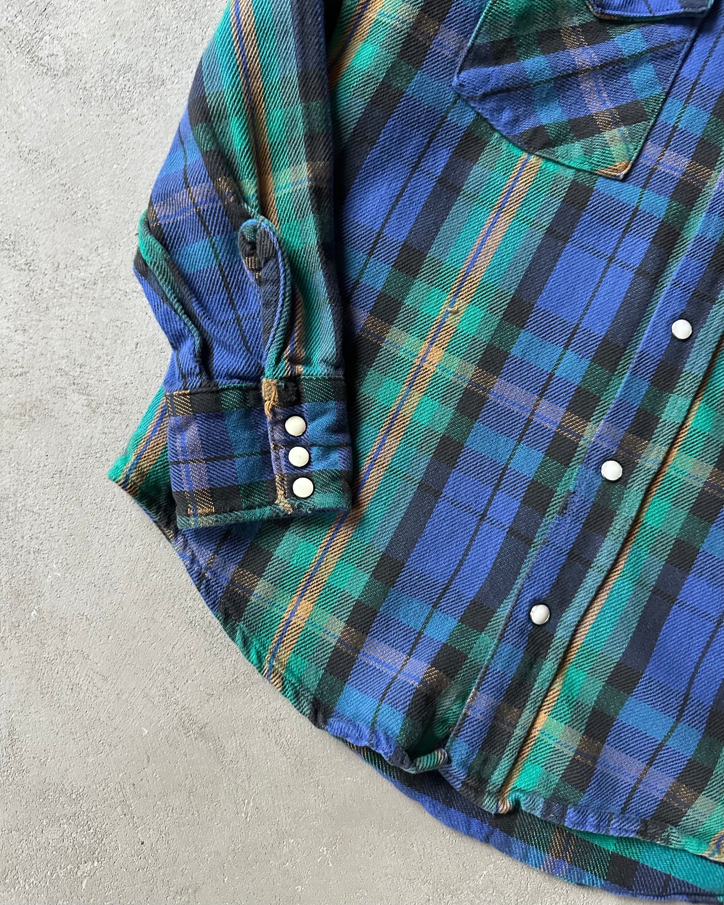 1980s - Blue/Green Dakota Pearl Snap Flannel - S