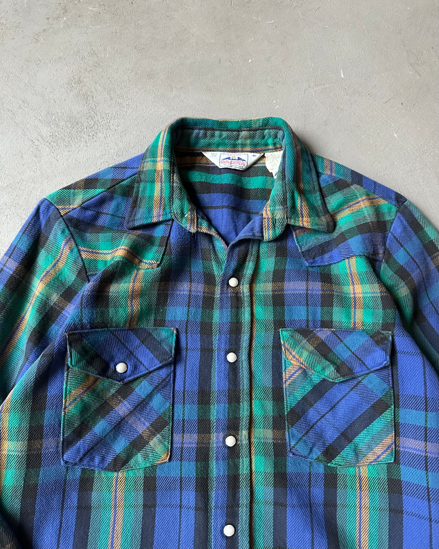 1980s - Blue/Green Dakota Pearl Snap Flannel - S