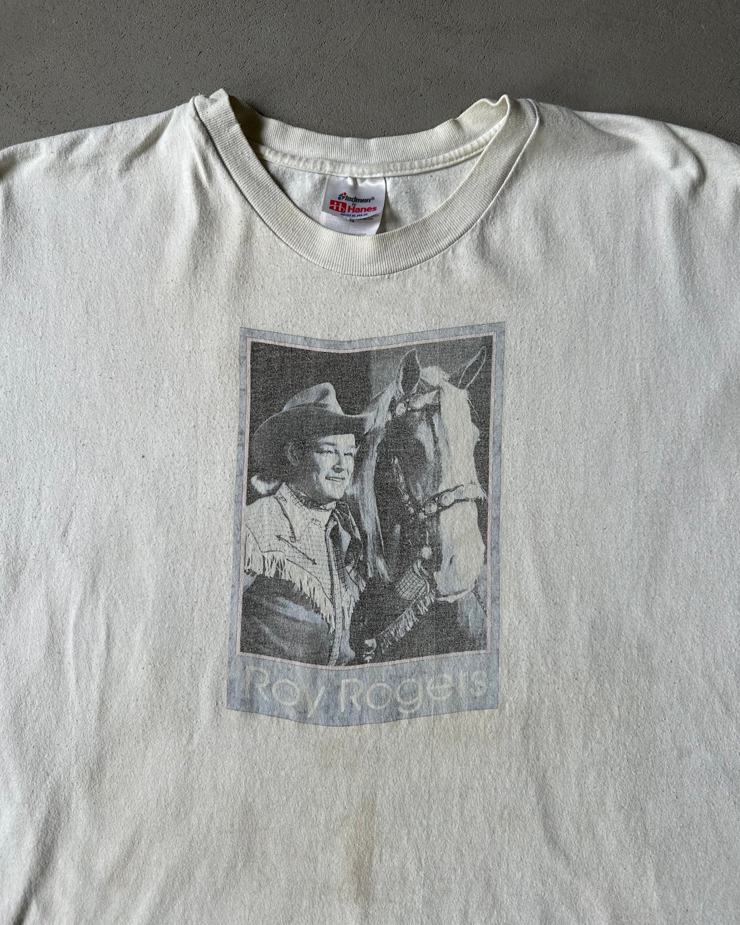 1990s - White Roy Rogers Cut Off T-Shirt - L/XL