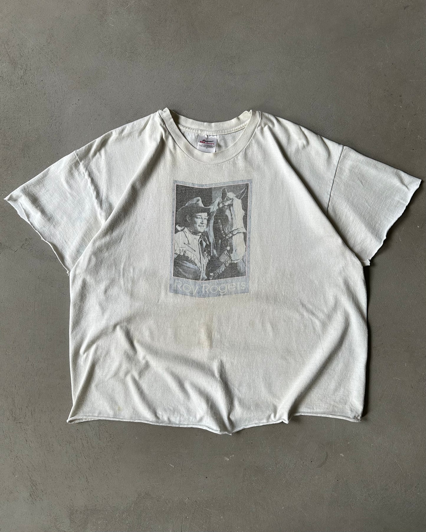1990s - White Roy Rogers Cut Off T-Shirt - L/XL