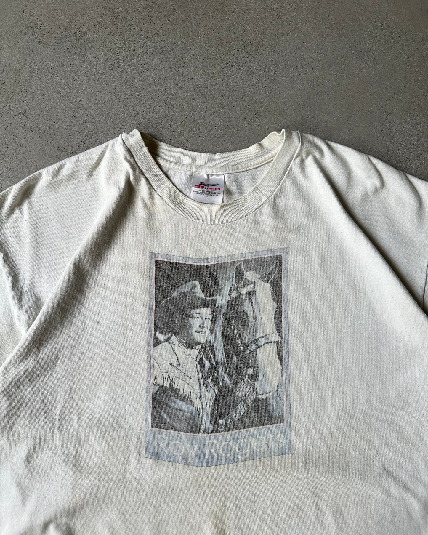 1990s - White Roy Rogers Cut Off T-Shirt - L/XL