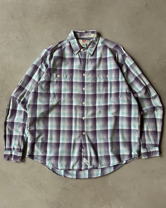 1990s - Light Blue/Purple Levi's Plaid Shirt - L