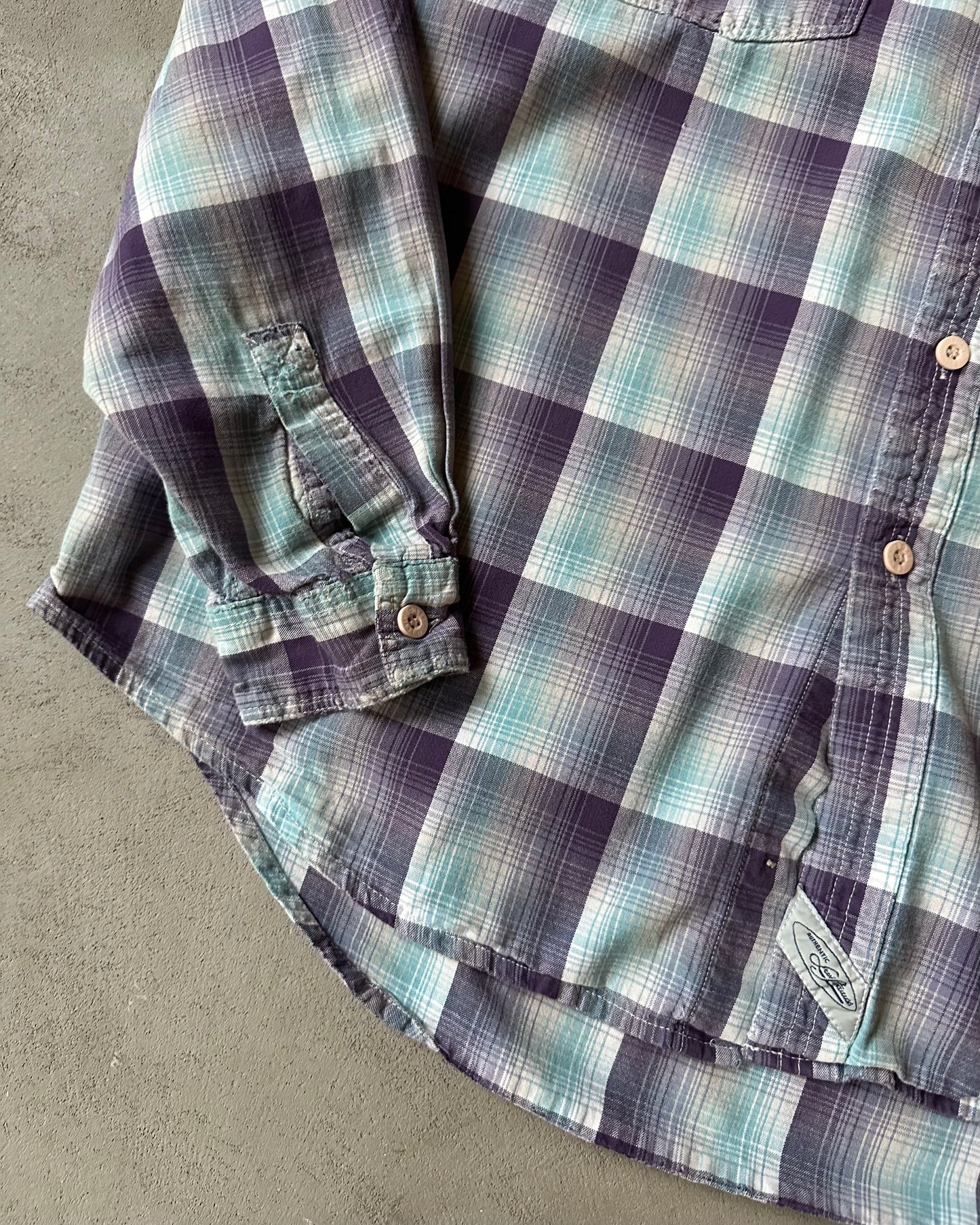 1990s - Light Blue/Purple Levi's Plaid Shirt - L