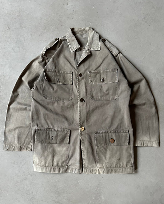 1960s - Faded Green HBT Euro Overshirt - M