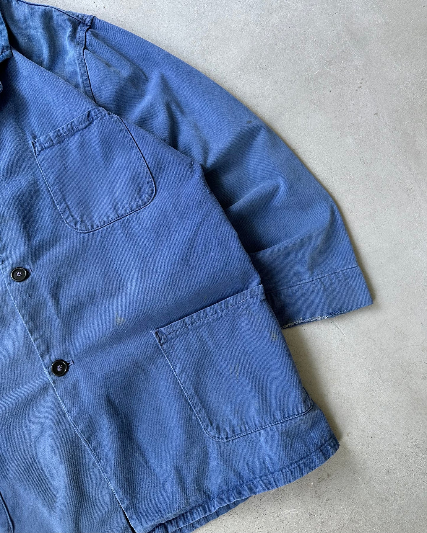 1980s - Distressed Blue French Chore - M